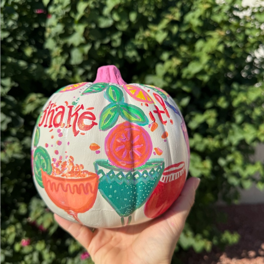 Colorful Hand-Painted Lilly Pulitzer inspired Holiday Pumpkin